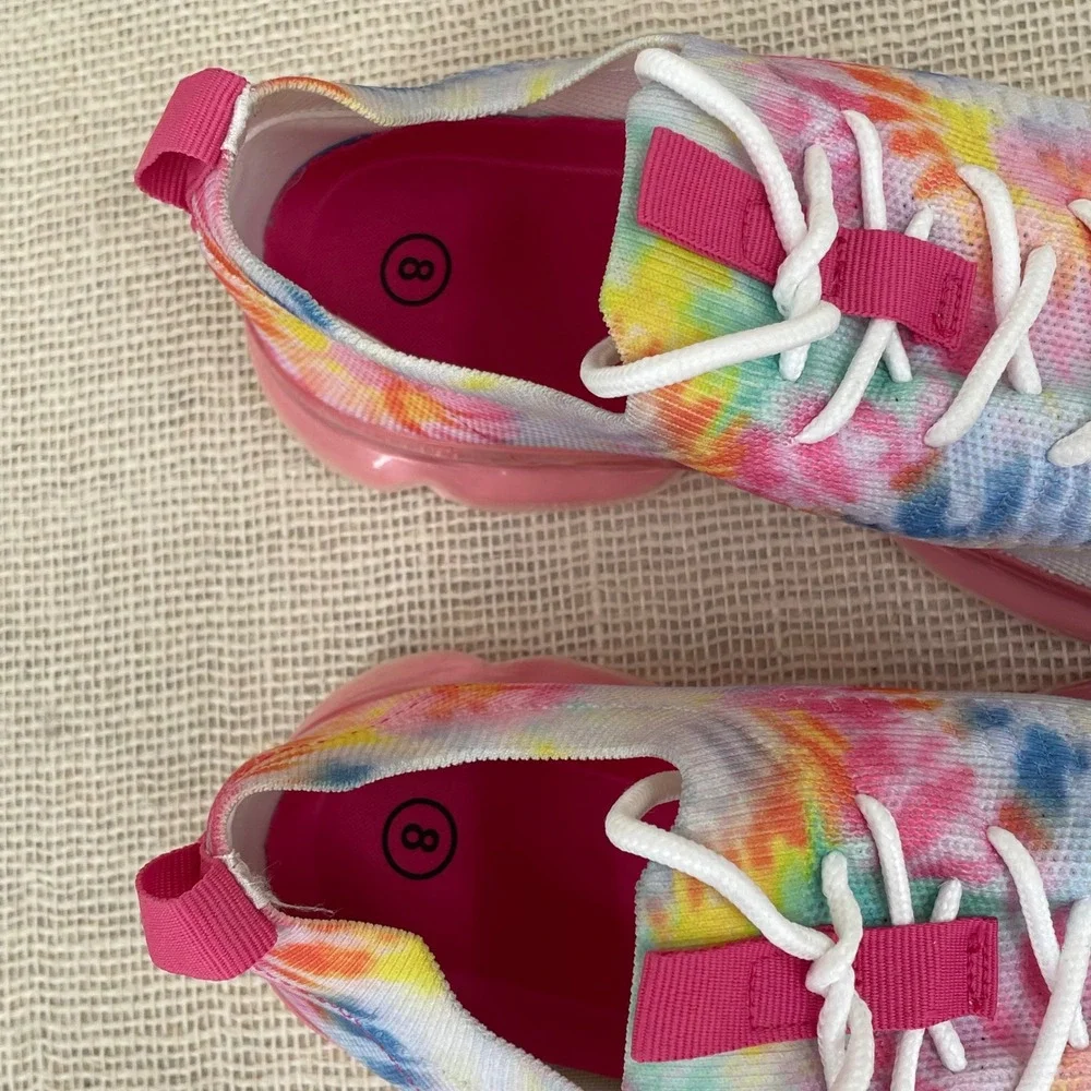 Womens Tie Dye Mesh Knit Bubble Sole Sneakers‎ Multicolor Pink Size 8 US 39 EU